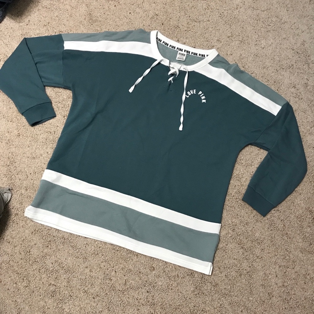 VS PINK Lace Up Long Sleeve Sweatshirt! So CUTE!